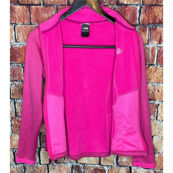 The North Face Women's Small Pink Agave Jacket Full Zip Sweater Fleece Lined - Picture 2 of 5